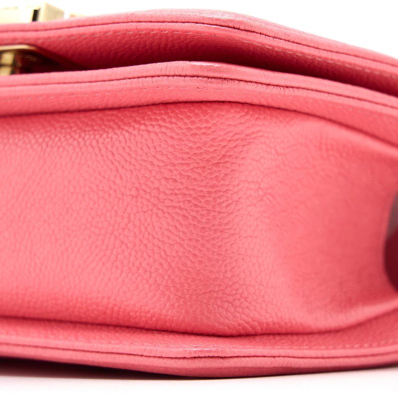 Chanel Super Mini Boy Bag Chevron Caviar Pink LGHW (Microchip)