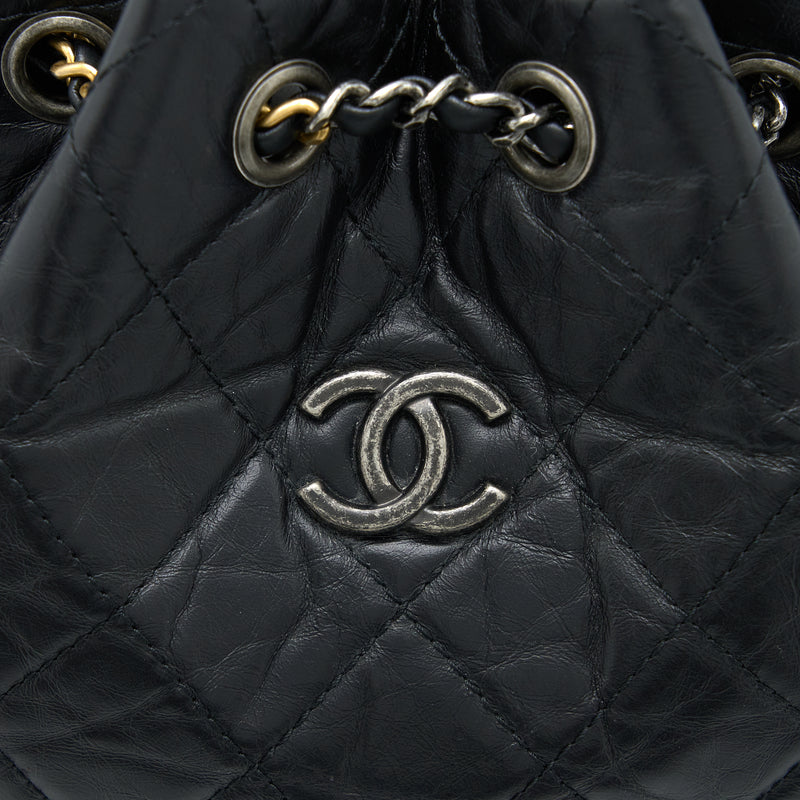 Chanel Small Gabrielle Backpack Aged Calfskin Black Multicolour Hardware