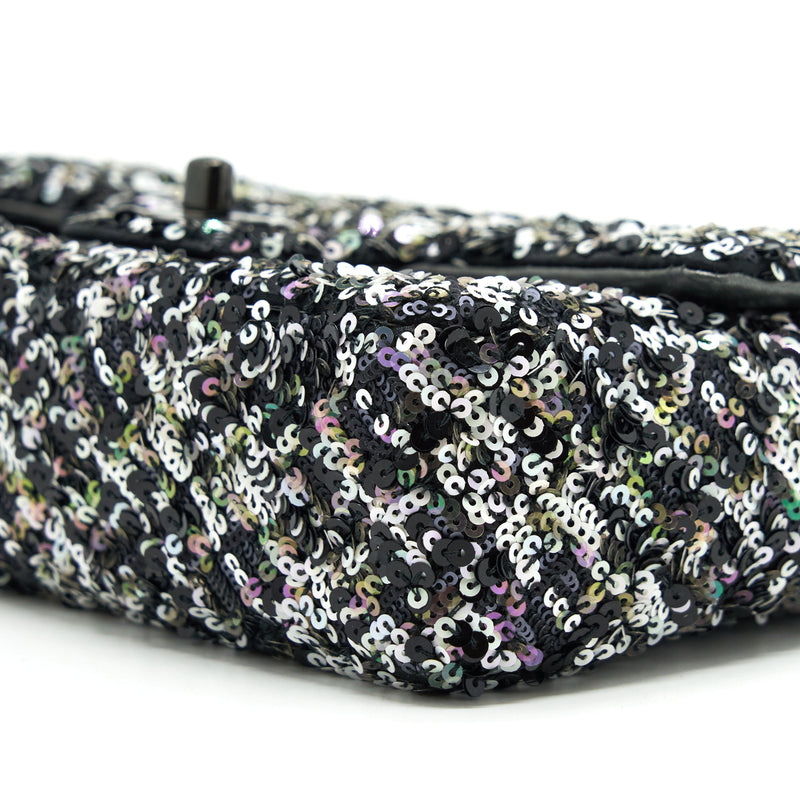 Chanel Mini Rectangular Flap Bag Sequins Multicolor Black Hardware