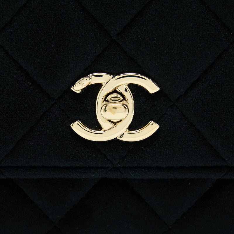 Chanel Velvet Pearl Crush Wallet On Chain Black LGHW