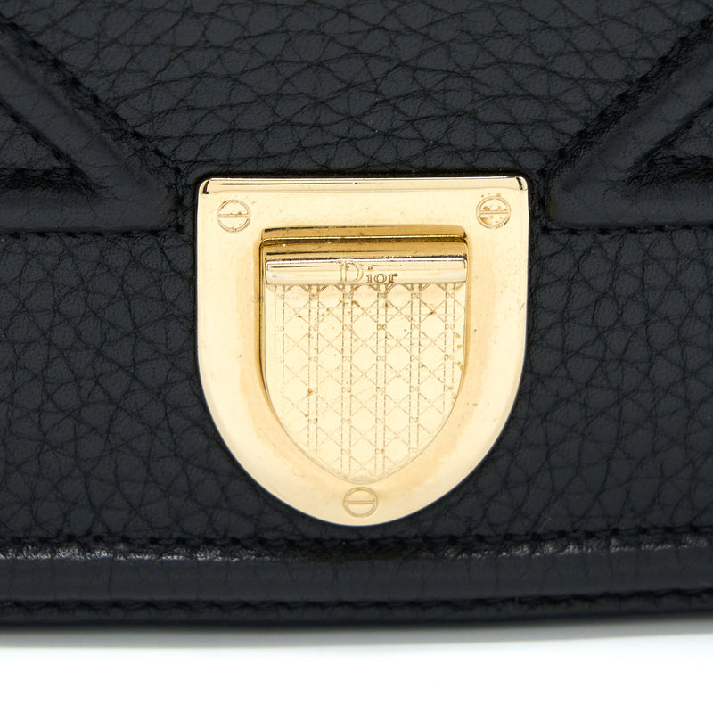 Dior Diorama Wallet On Chain Grained Calfskin Black LGHW