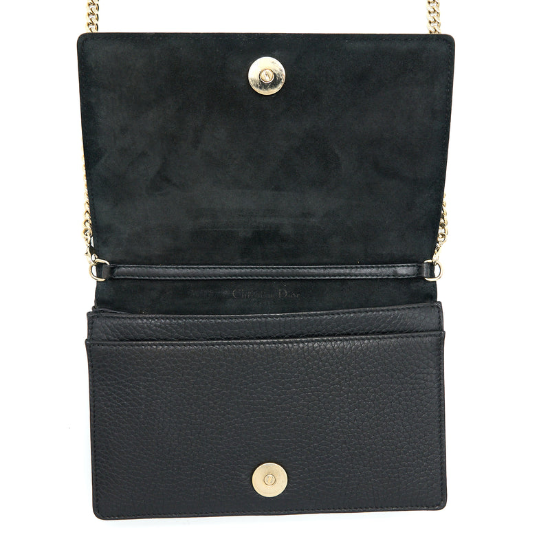 Dior Diorama Wallet On Chain Grained Calfskin Black LGHW