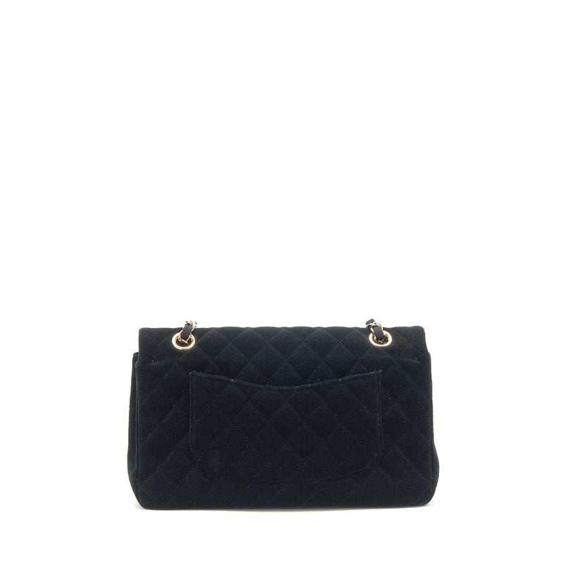 Chanel Velvet Medium Classic Double Flap Bag Velvet Black LGHW