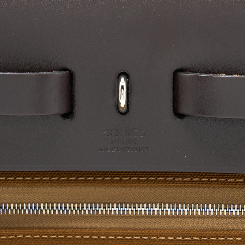 Hermes Herbag 31 Zip Bag Canvas/Hunter Alezan/Ebene SHW Stamp D