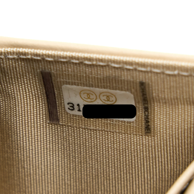 Chanel 19 Flap Compact Wallet Lambskin Beige GHW