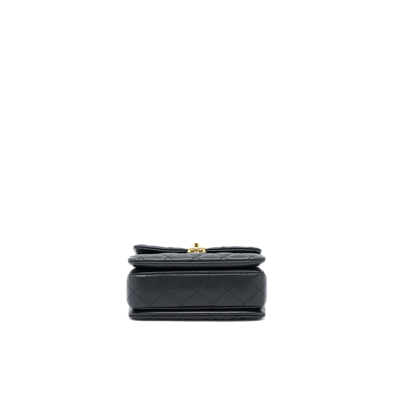 Chanel 22K Coco First Flap Bag Grained Calfskin Black GHW(Microchip)