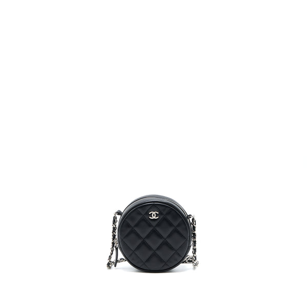 Chanel Round Clutch With Chain Lambskin Black SHW