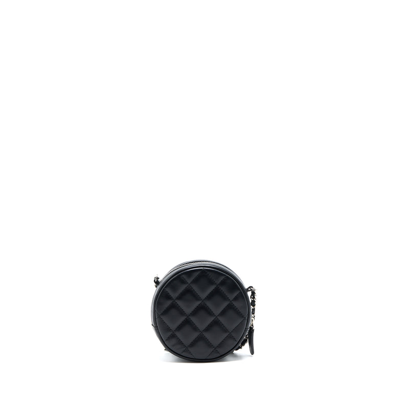 Chanel Round Clutch With Chain Lambskin Black SHW