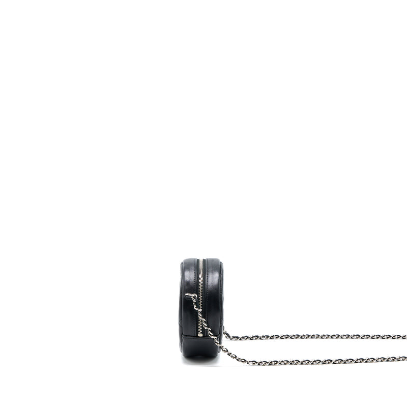 Chanel Round Clutch With Chain Lambskin Black SHW