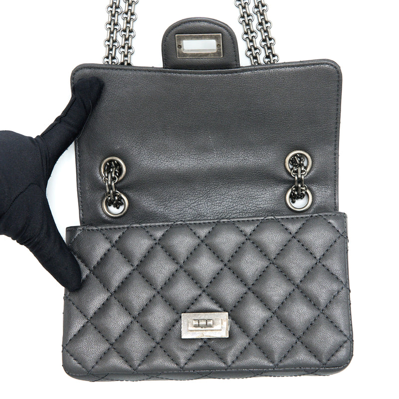 Chanel Mini 2.55 Reissue Flap Bag Goatskin Dark Grey Ruthenium Hardware