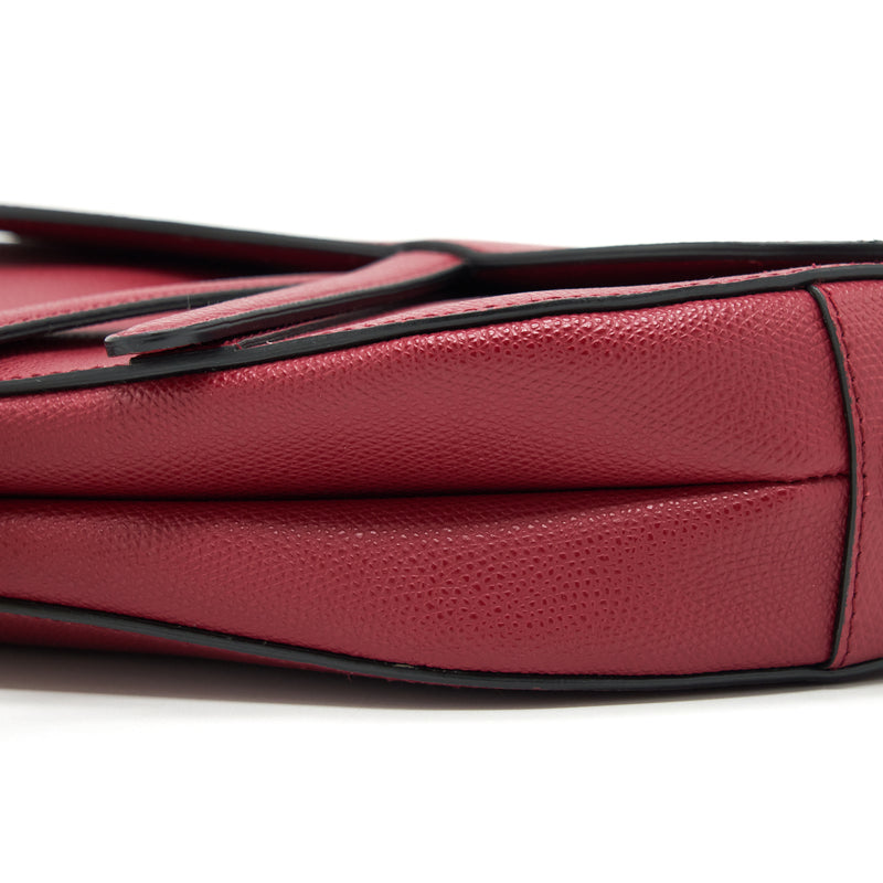 Dior Medium Saddle Bag Grained Calfskin Dark Red GHW