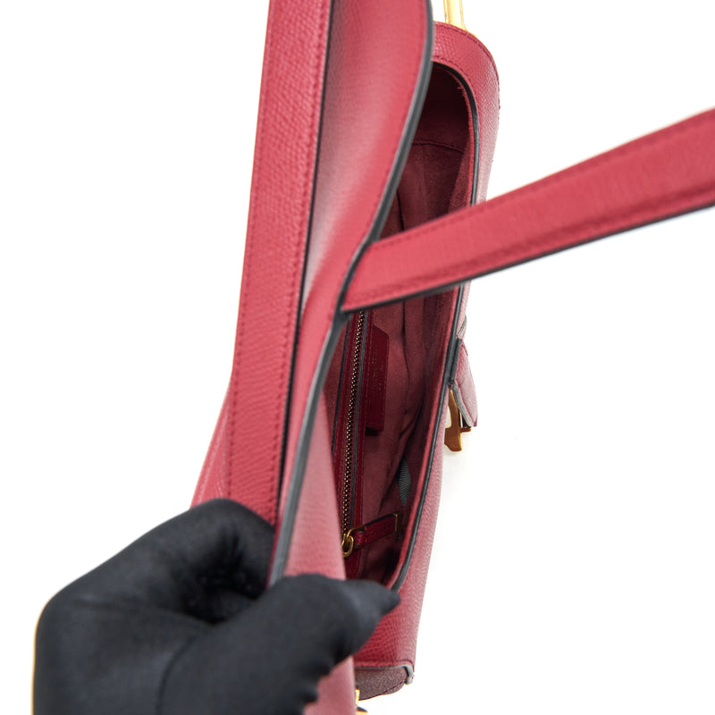 Dior Medium Saddle Bag Grained Calfskin Dark Red GHW