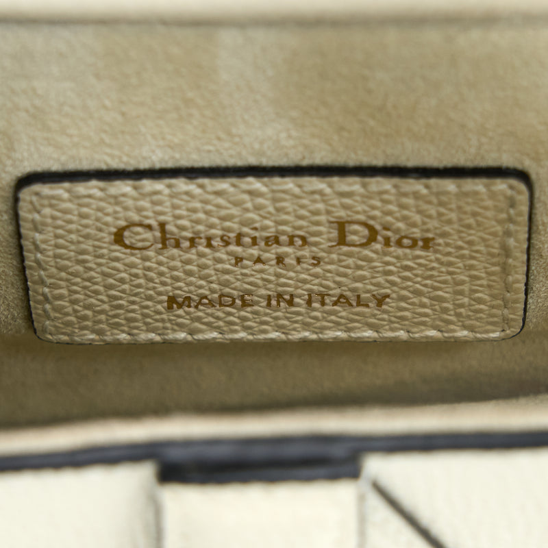 Dior Mini Saddle Bag Grained Calfskin White GHW