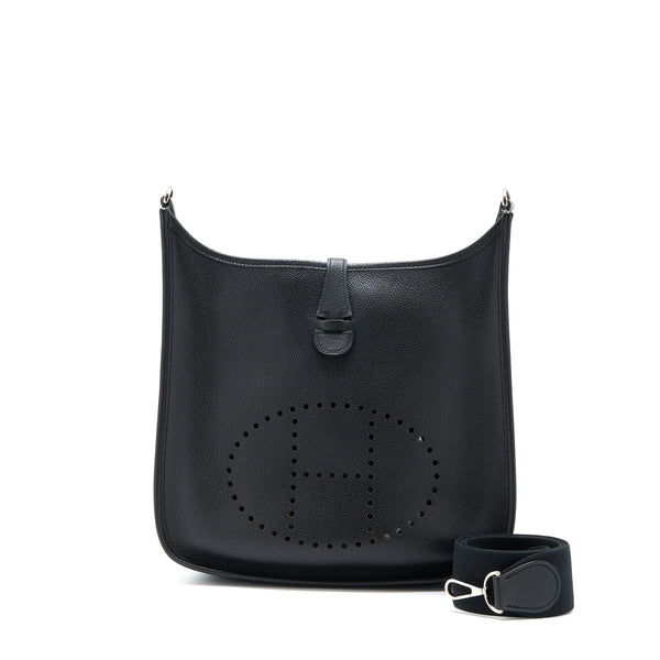 Hermes Evelyn 29 Clemence Black SHW Stamp Square K