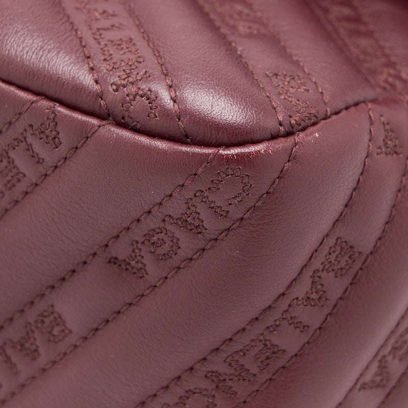 Balenciaga Logo Shoulder Bag Dark Red SHW
