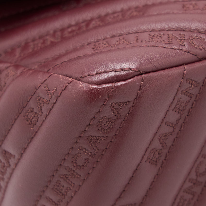 Balenciaga Logo Shoulder Bag Dark Red SHW