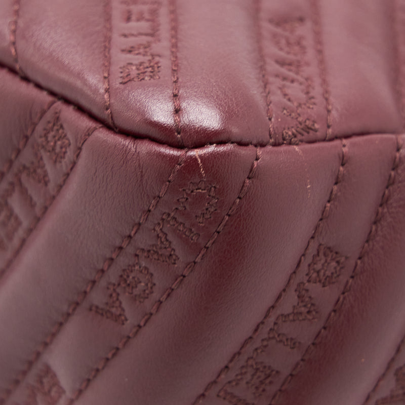 Balenciaga Logo Shoulder Bag Dark Red SHW
