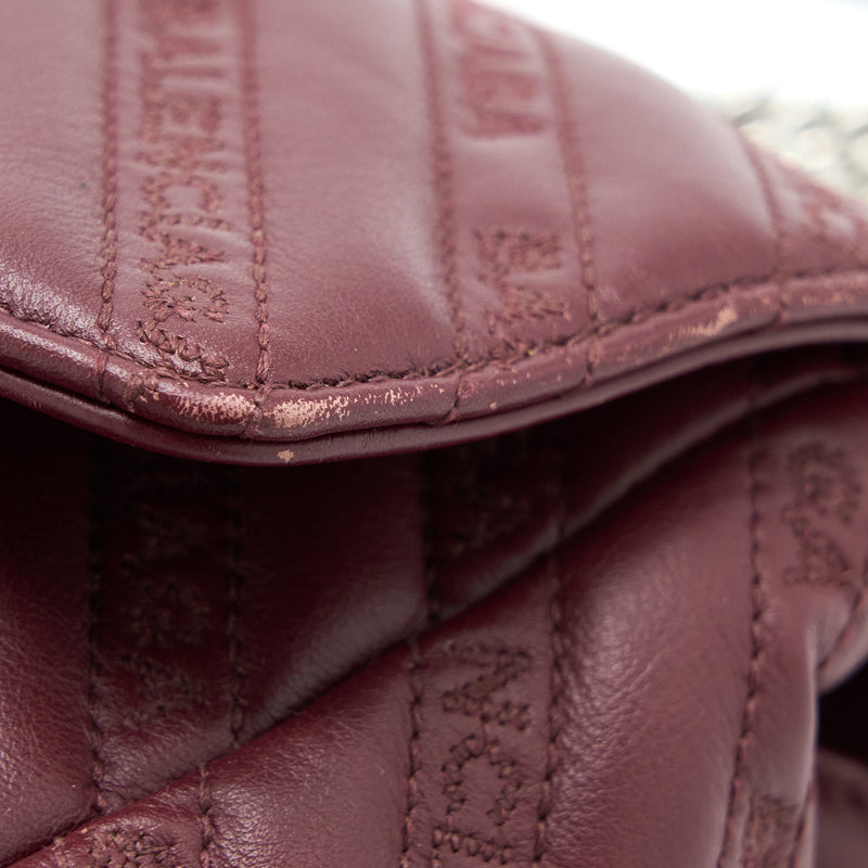 Balenciaga Logo Shoulder Bag Dark Red SHW