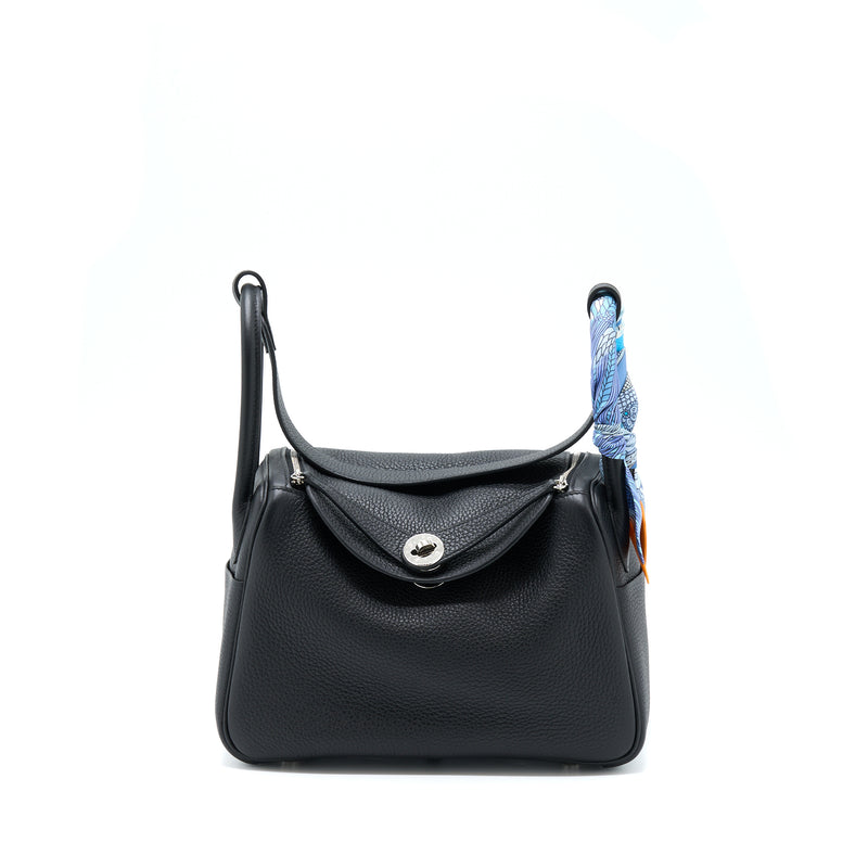 Hermes Lindy 26 Clemence Black SHW Stamp Z With An Extra Twilly