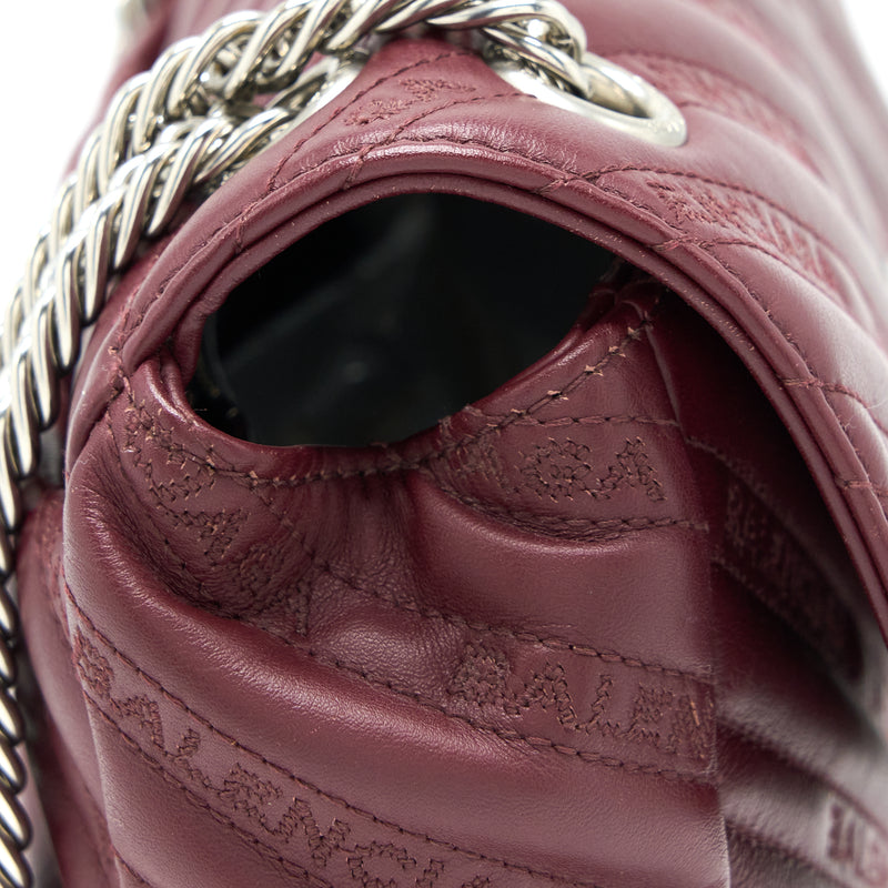 Balenciaga Logo Shoulder Bag Dark Red SHW