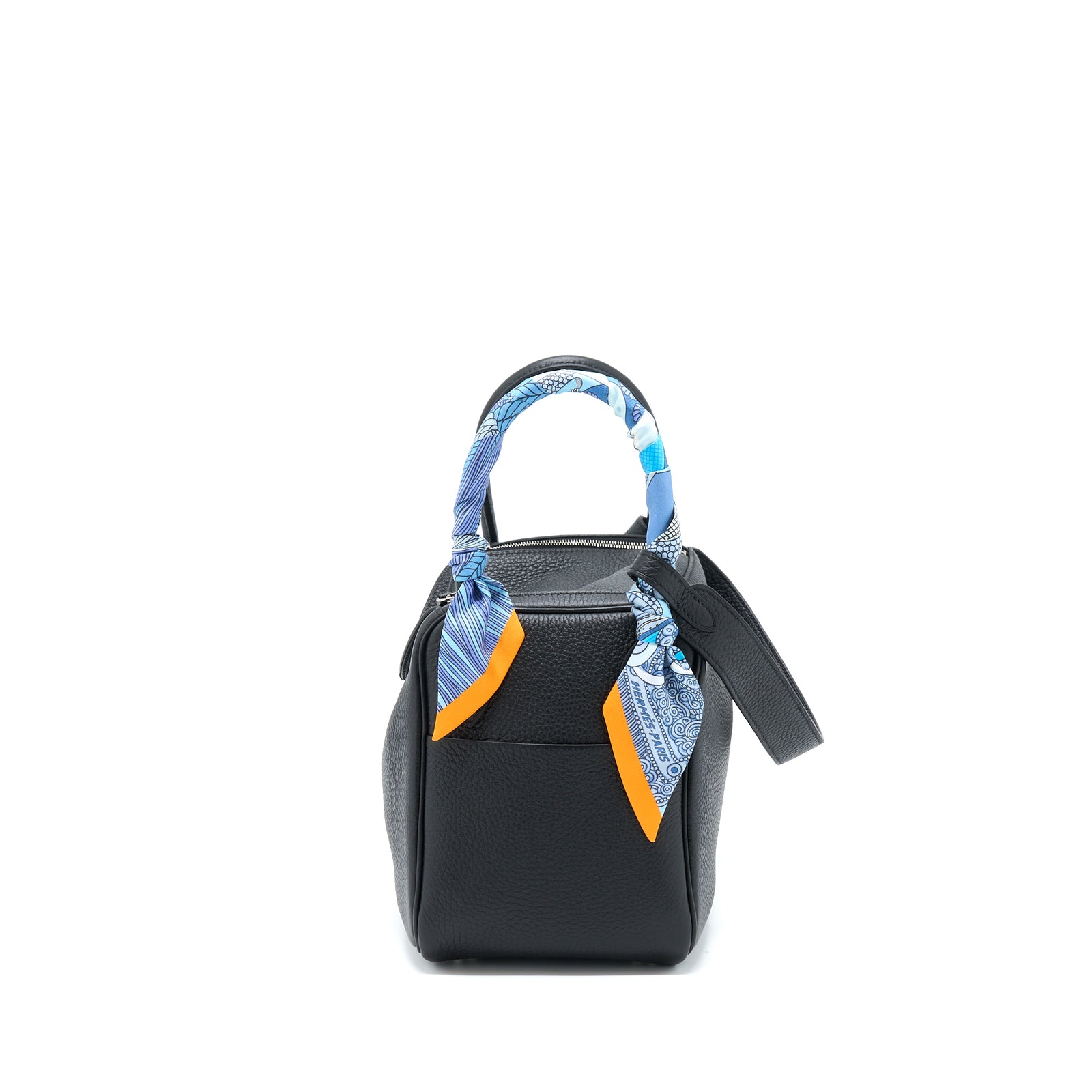 Hermes Lindy 26 Clemence Black SHW Stamp Z With An Extra Twilly