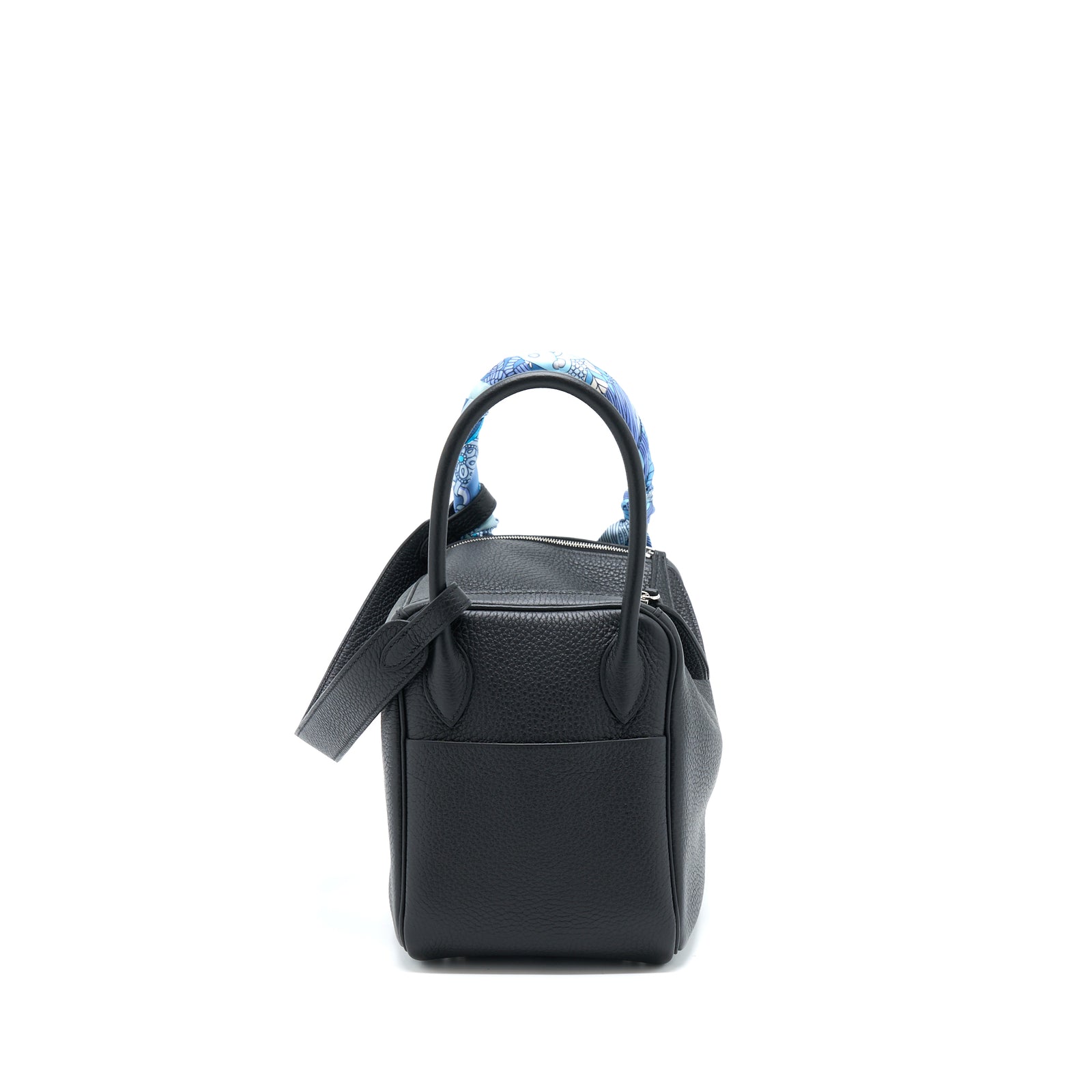 Hermes Lindy 26 Clemence Black SHW Stamp Z With An Extra Twilly