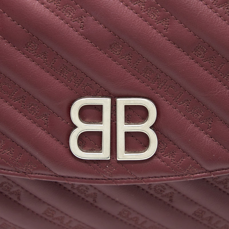 Balenciaga Logo Shoulder Bag Dark Red SHW