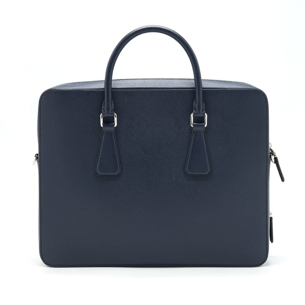 Prada Saffiano Briefcase Navy SHW