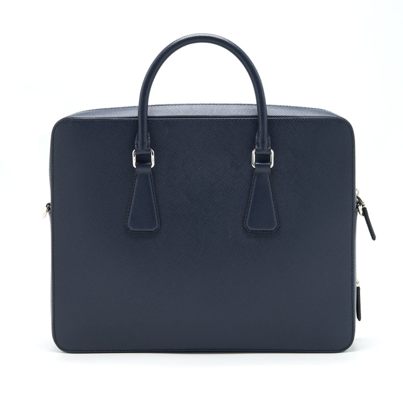 Prada Saffiano Briefcase Navy SHW