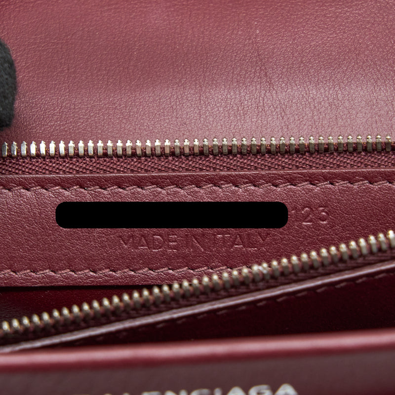 Balenciaga Logo Shoulder Bag Dark Red SHW
