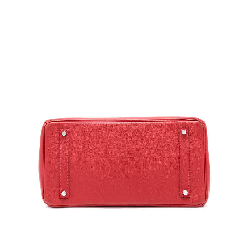 Hermes Birkin 35 Epsom Red SHW Stamp Square Q
