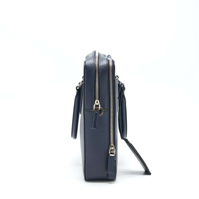 Prada Saffiano Briefcase Navy SHW