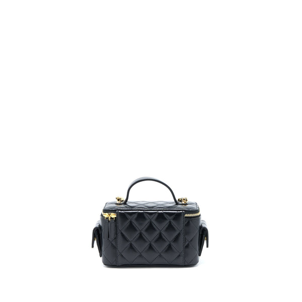 Chanel 22K Top Handle Pocket Long Vanity With Chain Black GHW