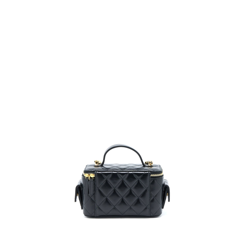 Chanel 22K Top Handle Pocket Long Vanity With Chain Black GHW