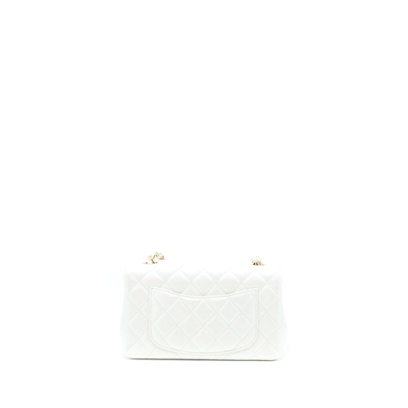 Chanel Classic Mini Rectangular Flap Bag Calfskin Iridescent White LGHW