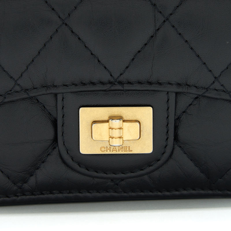 Chanel 2.55 Small Compact Wallet Black GHW
