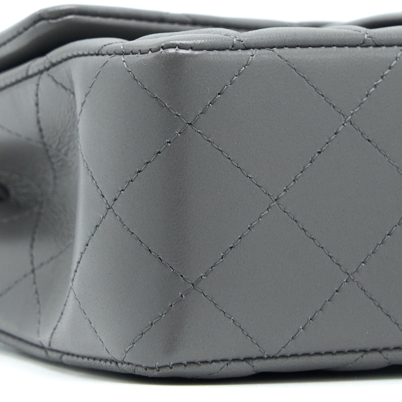 Chanel 22A Mini Rectangular Flap Bag Lambskin Grey LGHW (Microchip)