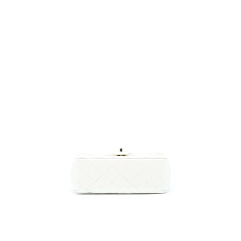Chanel Classic Mini Rectangular Flap Bag Calfskin Iridescent White LGHW
