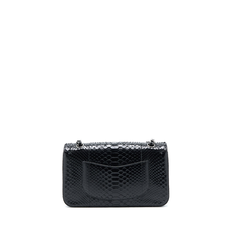 Chanel Medium Classic Double Flap Bag Python Black SHW