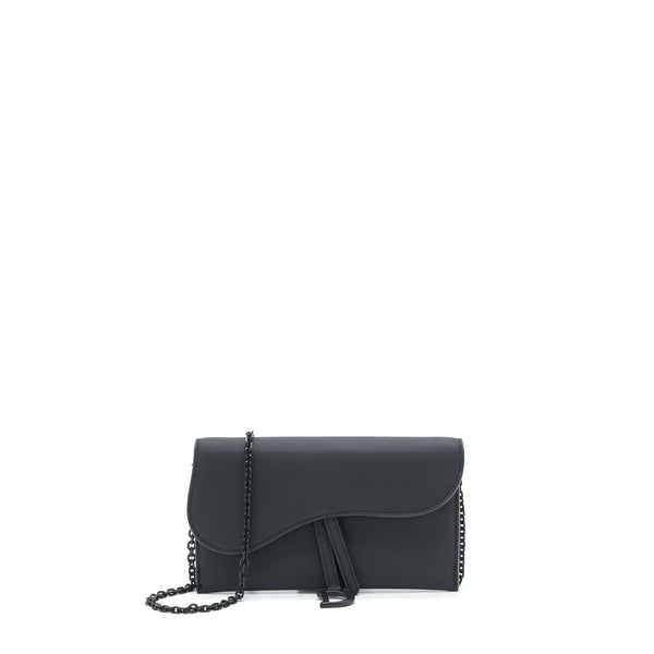 Dior Saddle Wallet with chain Calfskin So Black