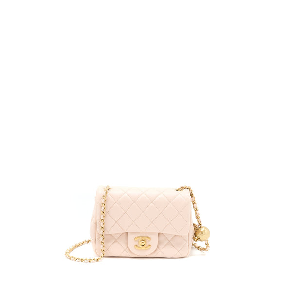 Chanel Pearl Crush Mini Square Lambskin Light Beige Brushed GHW(Microchip)