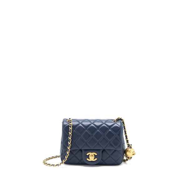 Chanel Pearl Crush Mini Square Lambskin Navy Brushed GHW