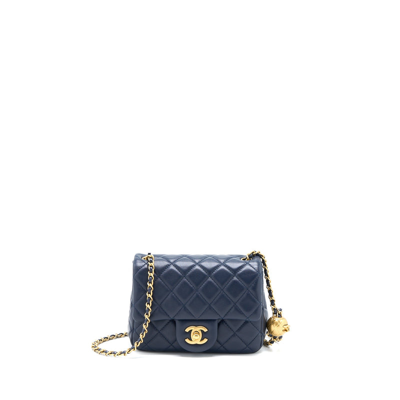 Chanel Pearl Crush Mini Square Lambskin Navy Brushed GHW