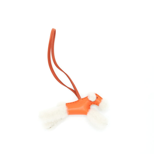 Hermes Budy Shearing Bag Charm Orange Ecru/ Orange Poppy/Cornaline