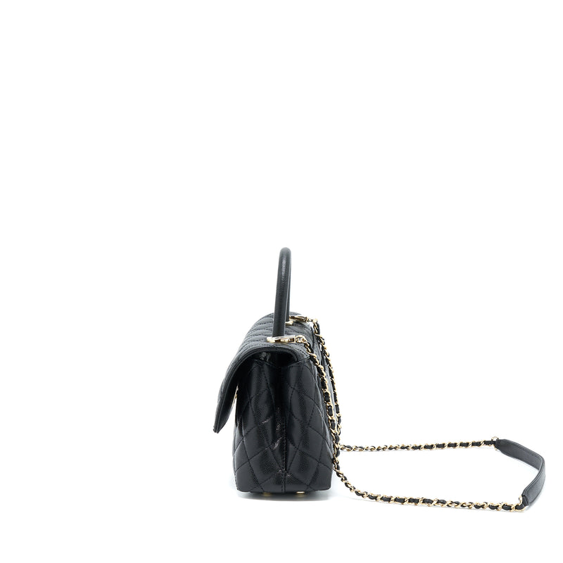 Chanel Small Coco Handle Caviar Black LGHW (Microchip)