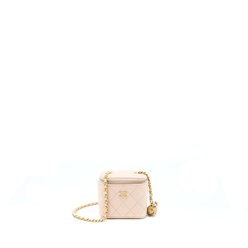 Chanel Pearl Crush Mini Vanity With Chain Lambskin Light Pink GHW