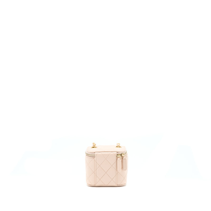 Chanel Pearl Crush Mini Vanity With Chain Lambskin Light Pink GHW
