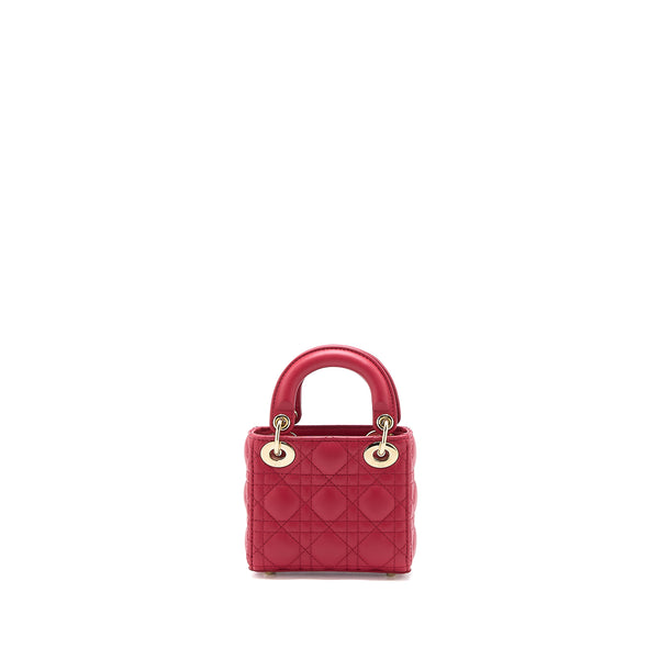 Dior Micro Lady Dior Bag Cannage Lambskin Red LGHW