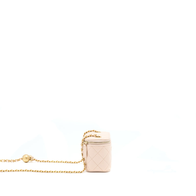 Chanel Pearl Crush Mini Vanity With Chain Lambskin Light Pink GHW