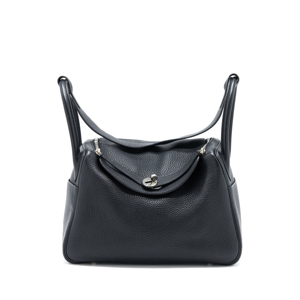 Hermes Lindy 30 Clemence Black SHW Stamp Square Q